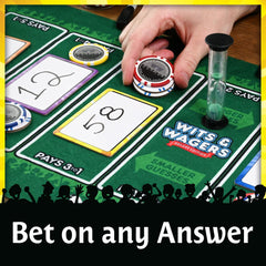 North Star Games Wits & Wagers card deck fuels quick question rounds for all players.