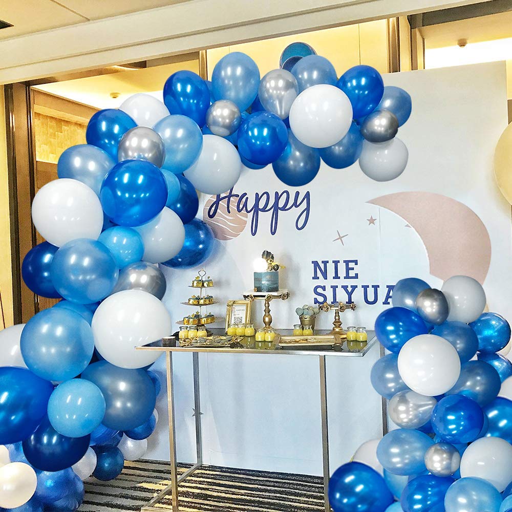 NORTHERN BROTHERS blue-white-silver balloon collection—versatile decor for photo walls.