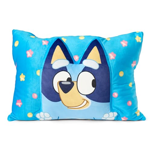 Northwest Bluey Party Pups plush pocket pillow with 3D Bluey design and built-in pocket