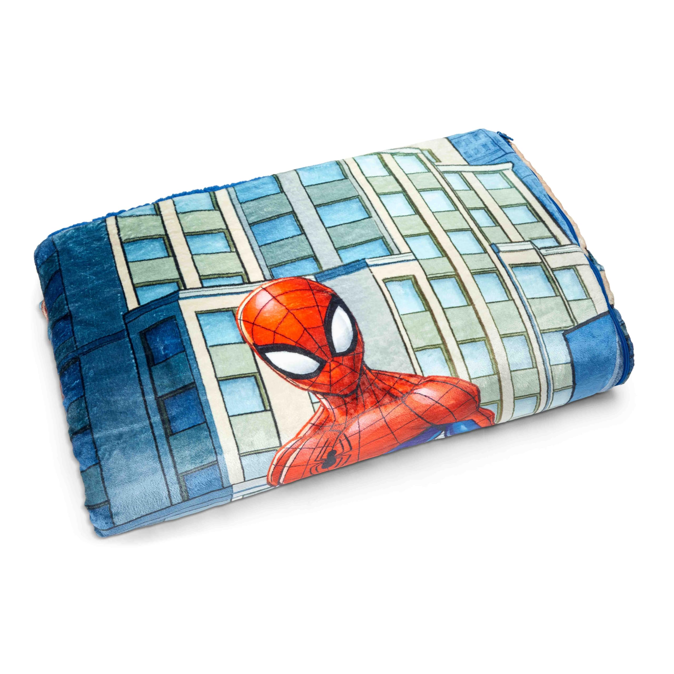 Northwest Spider-Man slumber bag ready for travel and on-the-go comfort.