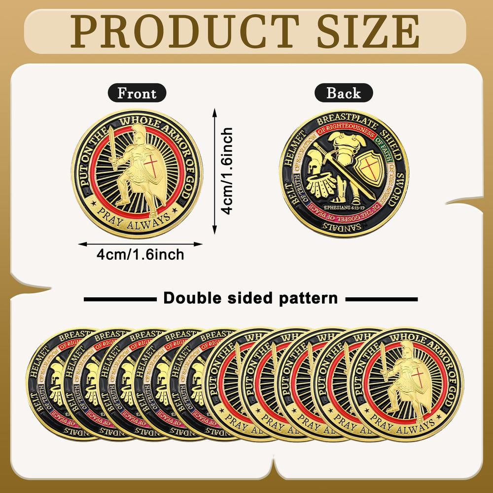 Nosiny Armor of God coin back design highlighting strength and inspiration.