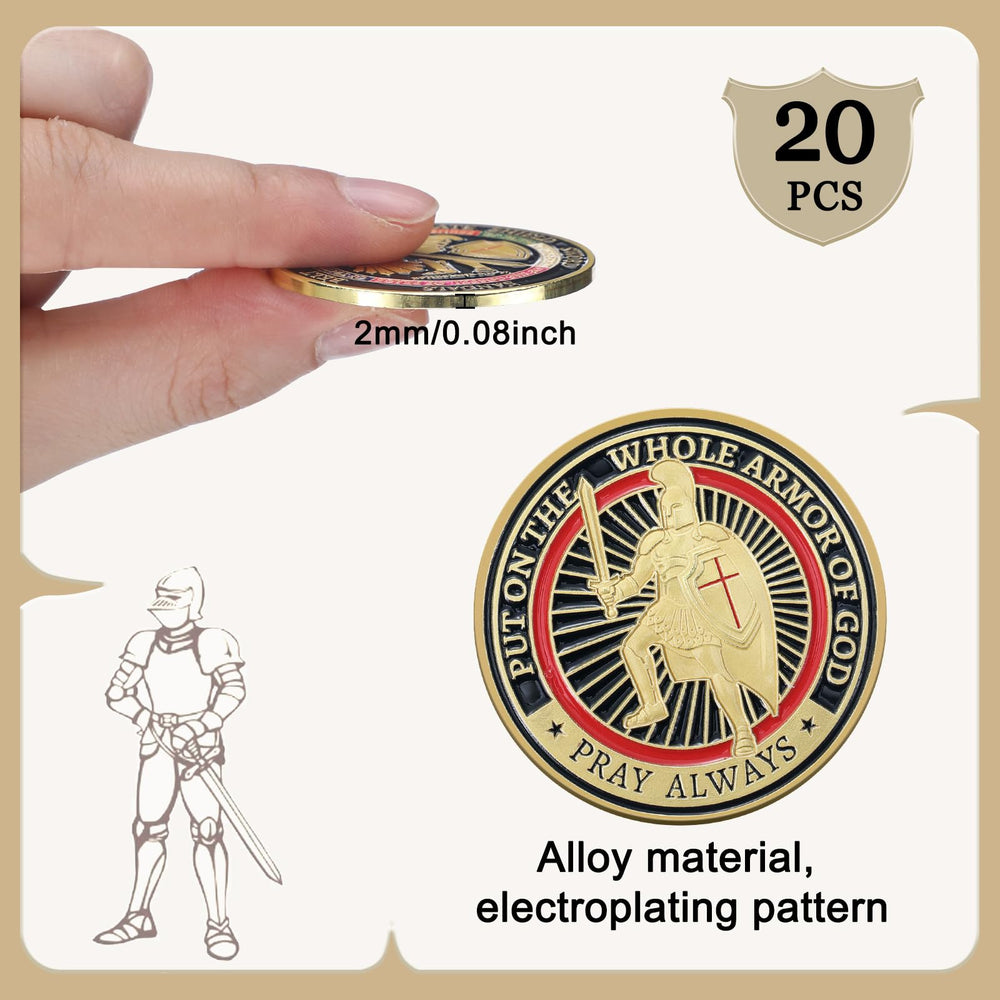 Nosiny Armor of God coins pack shown for sharing with believers.