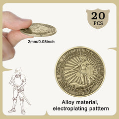 Nosiny Armor of God coins in packaging, ready for church events.