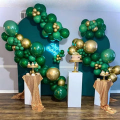 NOT HOME 50-piece set enhances any celebration with coordinated green and gold tones.