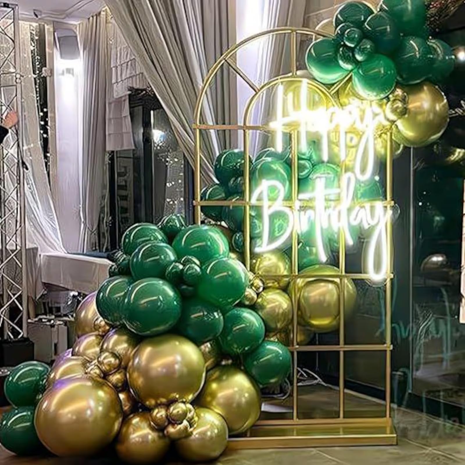 NOT HOME gold ribbon roll to finish balloon garlands.
