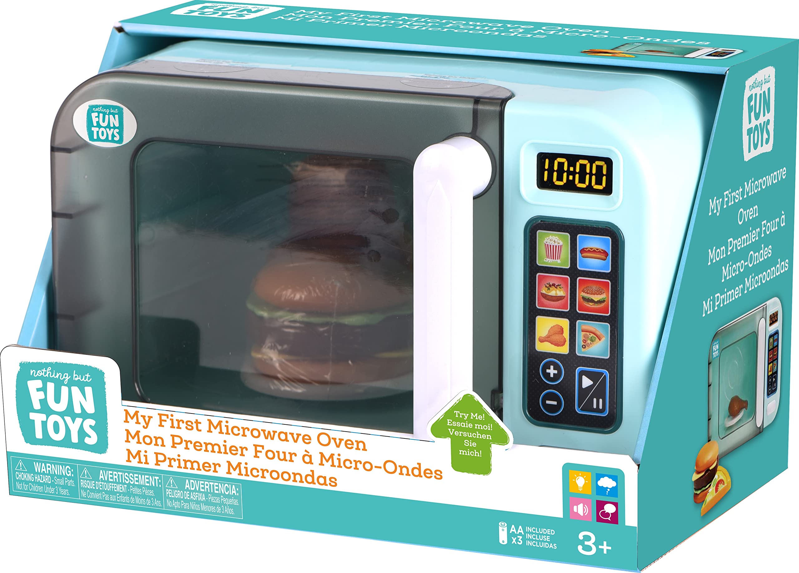 Nothing But Fun Toys My First Microwave digital display and buttons support interactive cooking imagination.