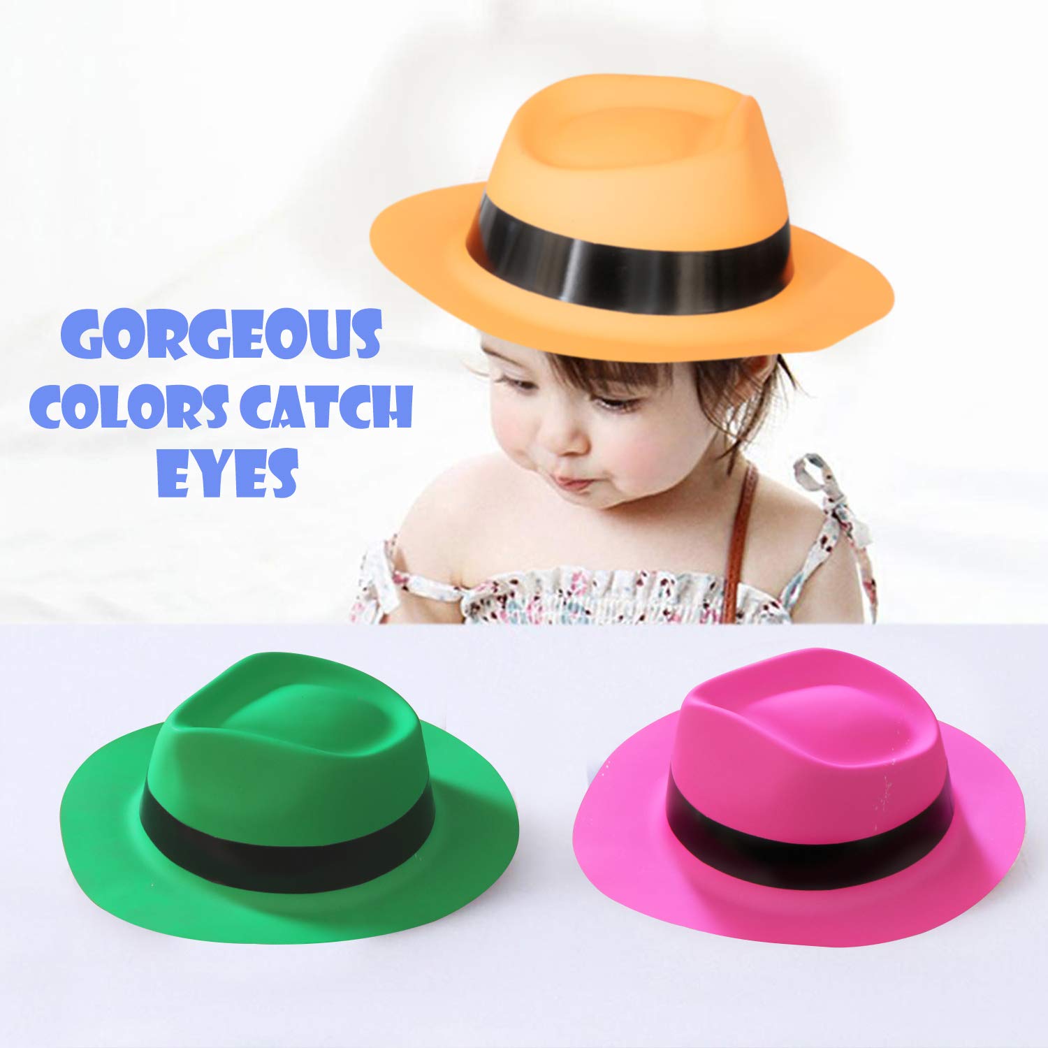 Novelty Place glow-under-blacklight hat highlights UV glow for glow parties.