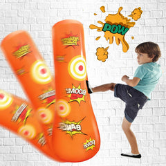 Novelty Place inflatable bop toy being set up for easy indoor assembly.
