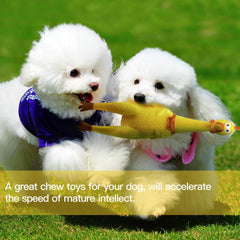 Novelty Place durable vinyl yellow chicken toy resists rough play from pets.