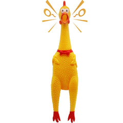 Novelty Place squawking chicken dog toy, 16-inch yellow, durable and entertaining for pets.