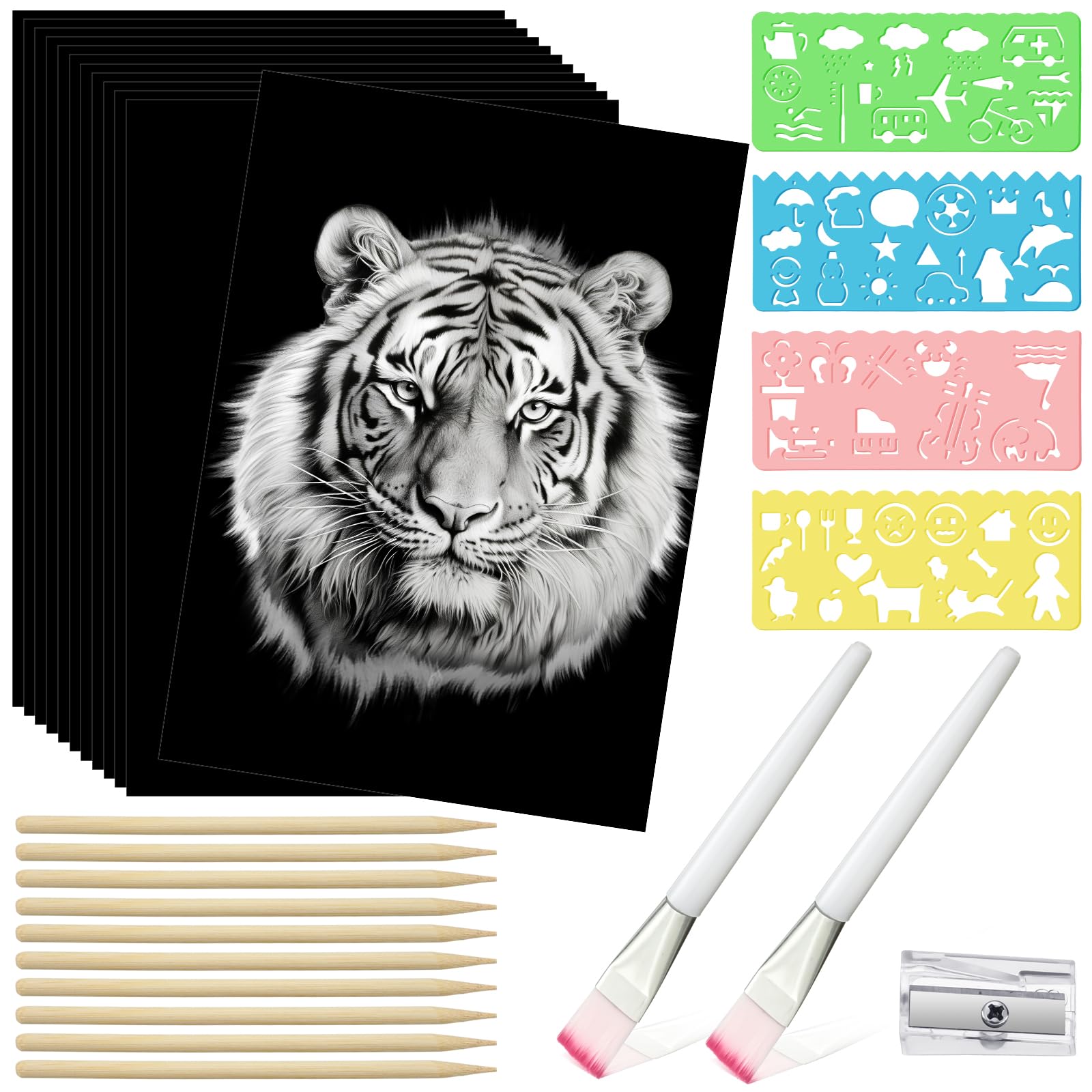 Noveread 25 sheet black scratch paper set reveals bold lines for quick sketches