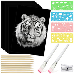 Noveread 25 sheet black scratch paper set reveals bold lines for quick sketches