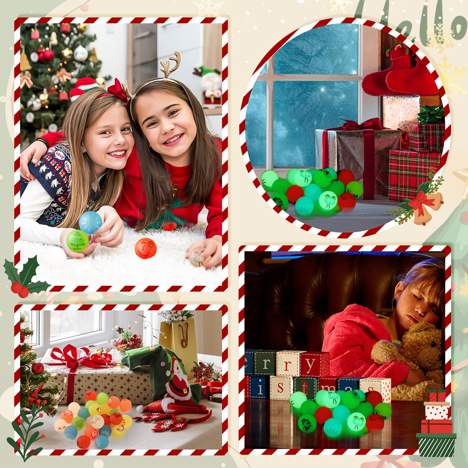 NOVWANG 24-pack bouncy balls deliver endless bouncing fun for kids' holiday celebrations.
