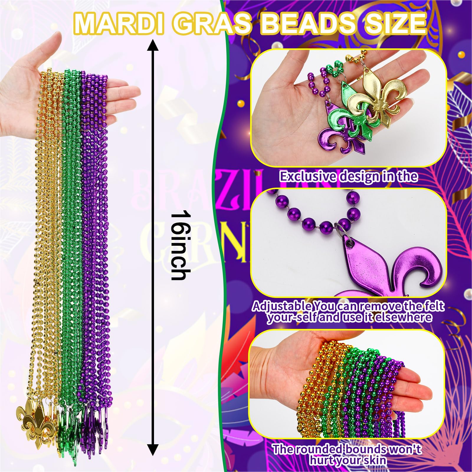 Close-up of iris pendants on NOVWANG beads for vibrant party looks.
