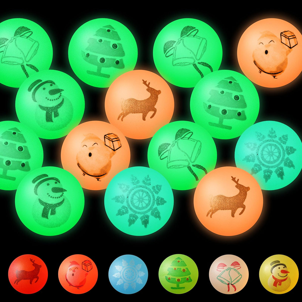 NOVWANG glow-in-the-dark Christmas ball close-up, ideal for stocking stuffers and party fun.