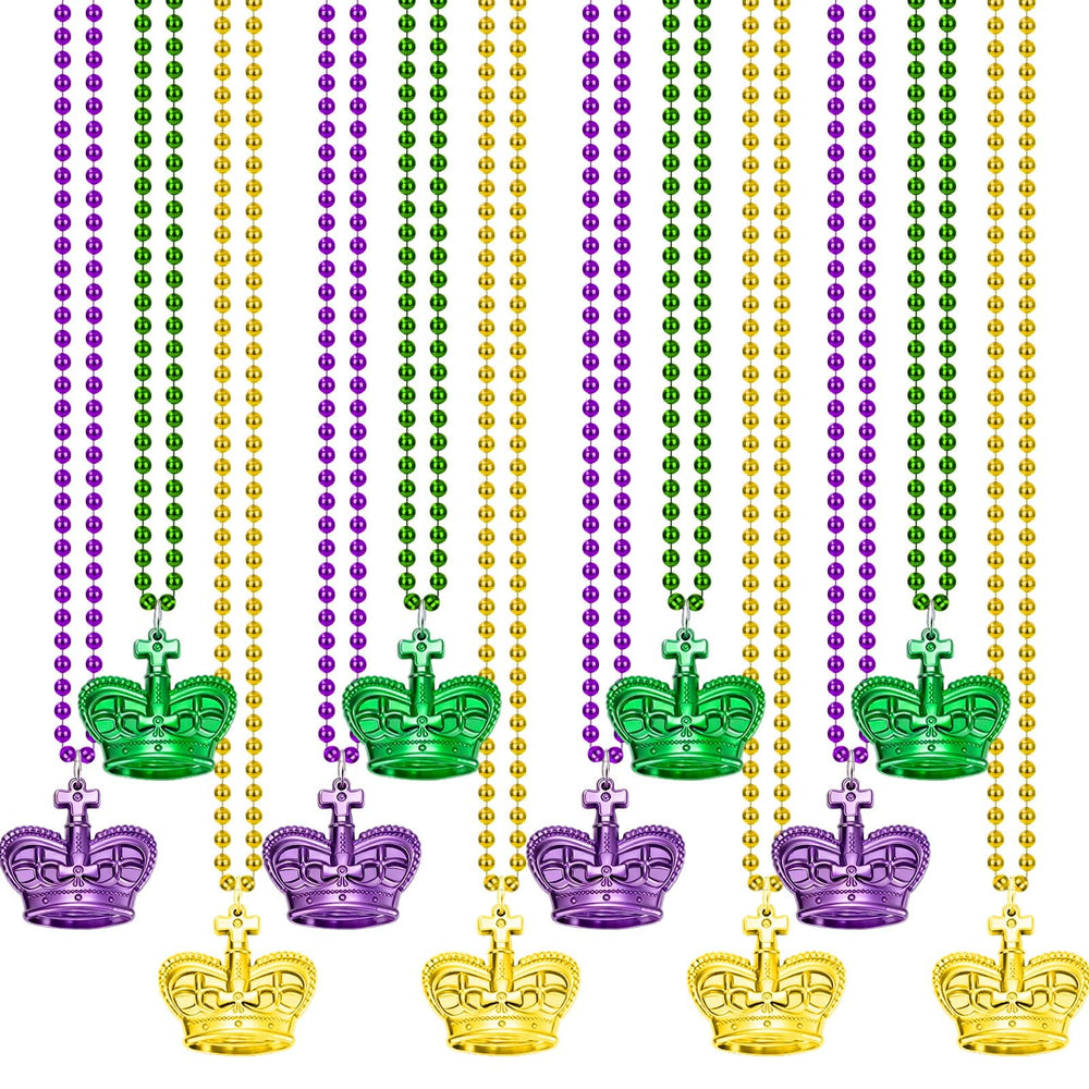 NOVWANG Mardi Gras beads in green, purple, and gold for festive 80 cm wear