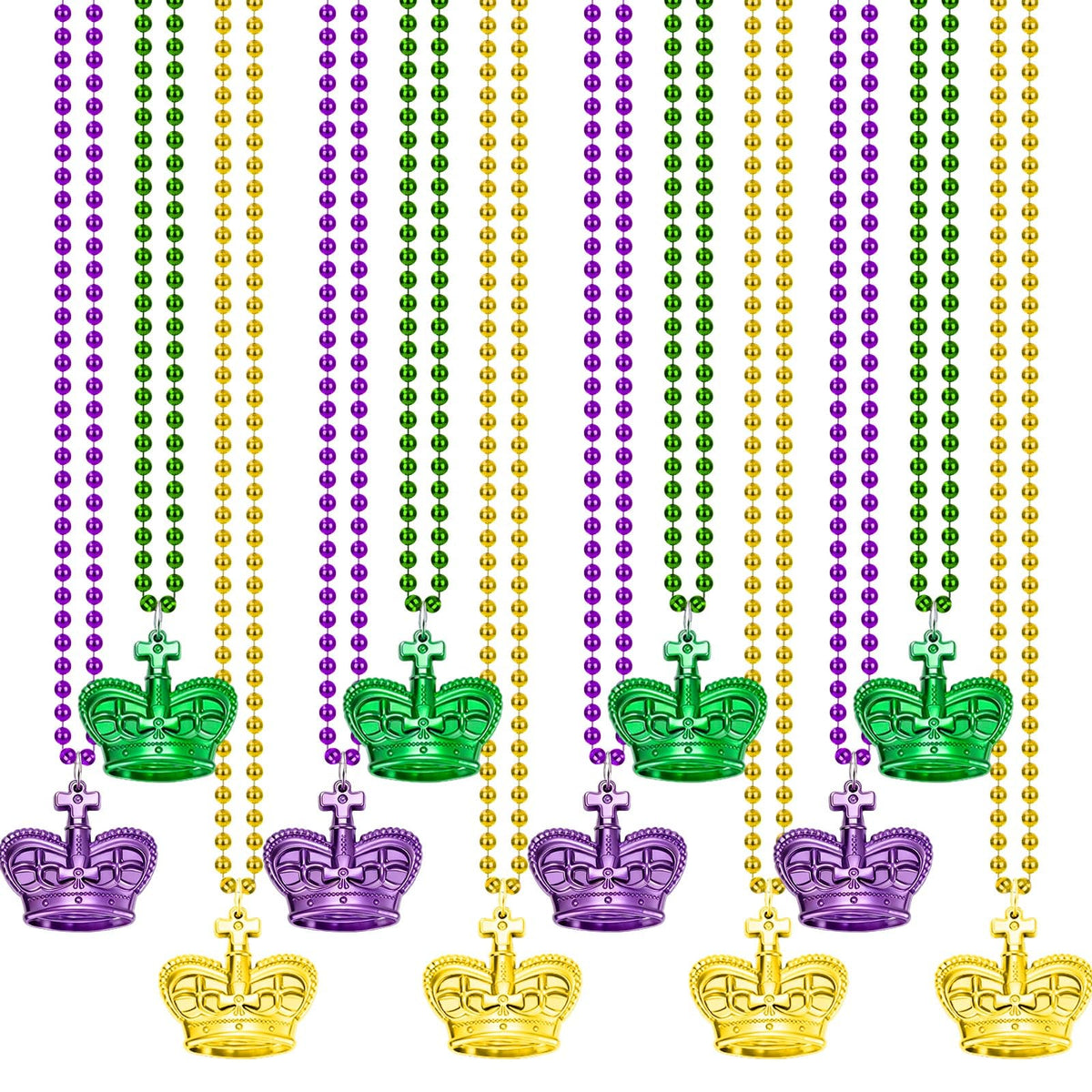 NOVWANG Mardi Gras beads in green, purple, and gold for festive 80 cm wear