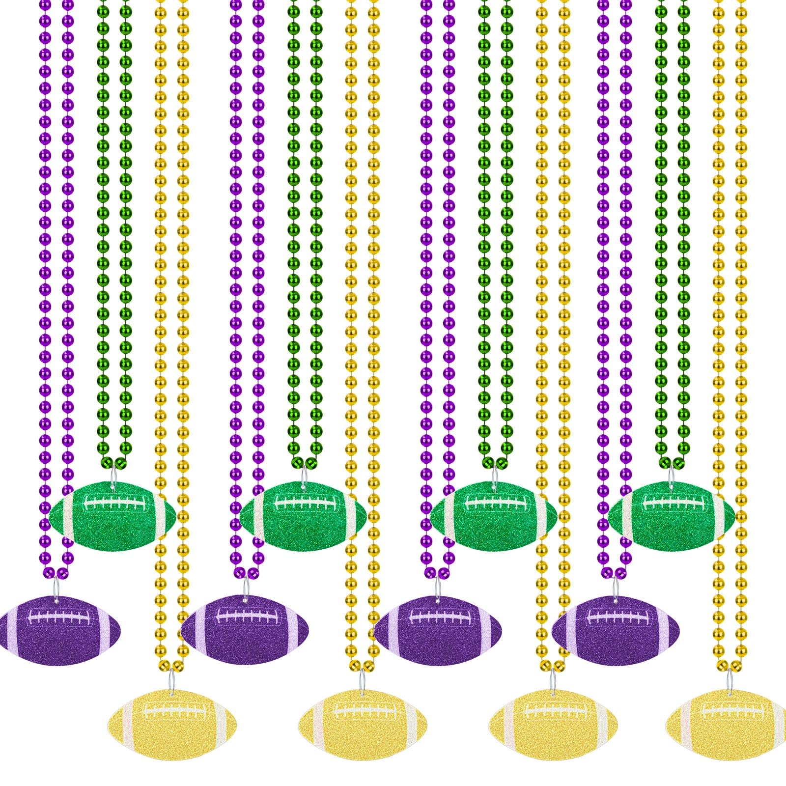 NOVWANG Mardi Gras beads necklace in green-purple-gold for festive parades and outfits