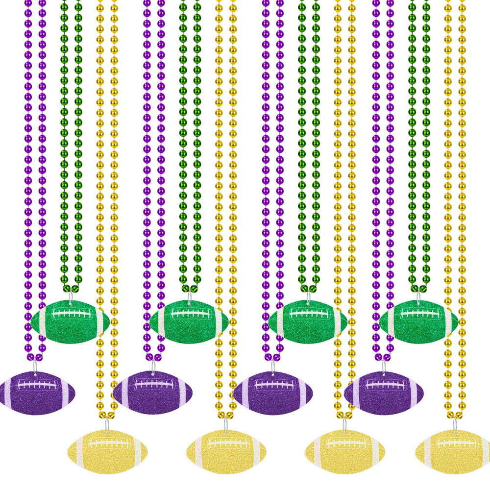 NOVWANG Mardi Gras beads necklace in green-purple-gold for festive parades and outfits
