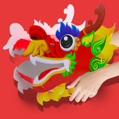 Nowaca dragon head worn during playful dragon dance with friends.