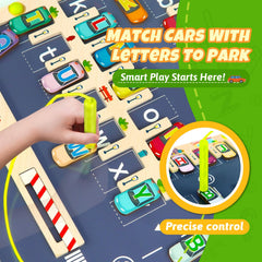 NOWRICH Magnetic maze with letter tiles in action promotes early reading practice.