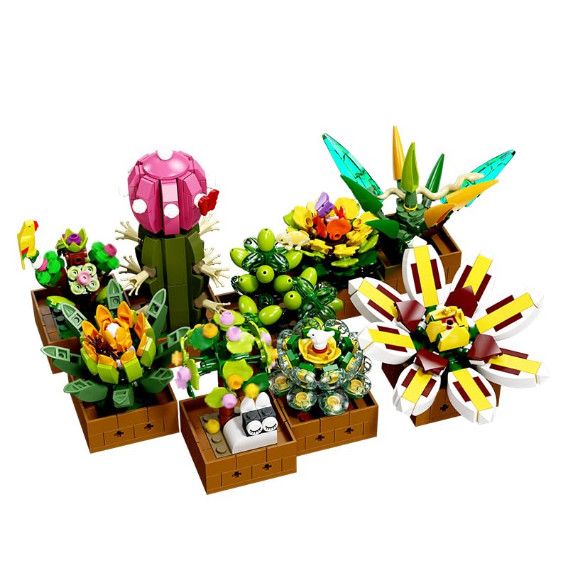 Noziaa flower and succulent building set assembled, vibrant home decor.