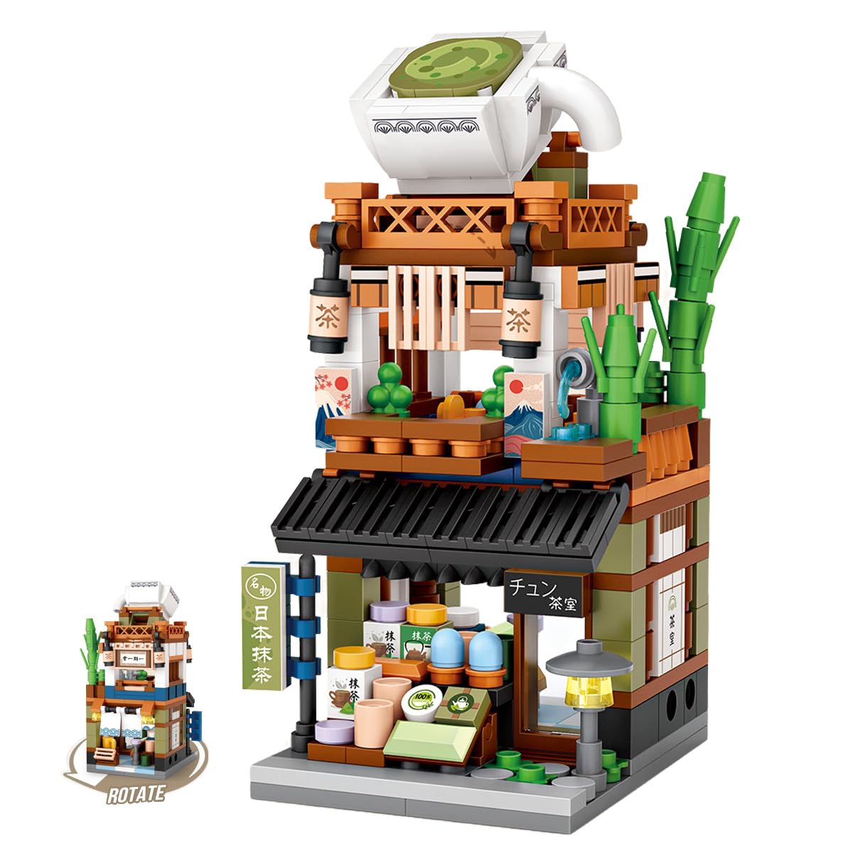 Noziaa Japanese City Street View Matcha Shop exterior for desk display.