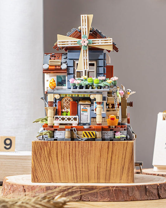 noziaa music box windmill house overview for display and play