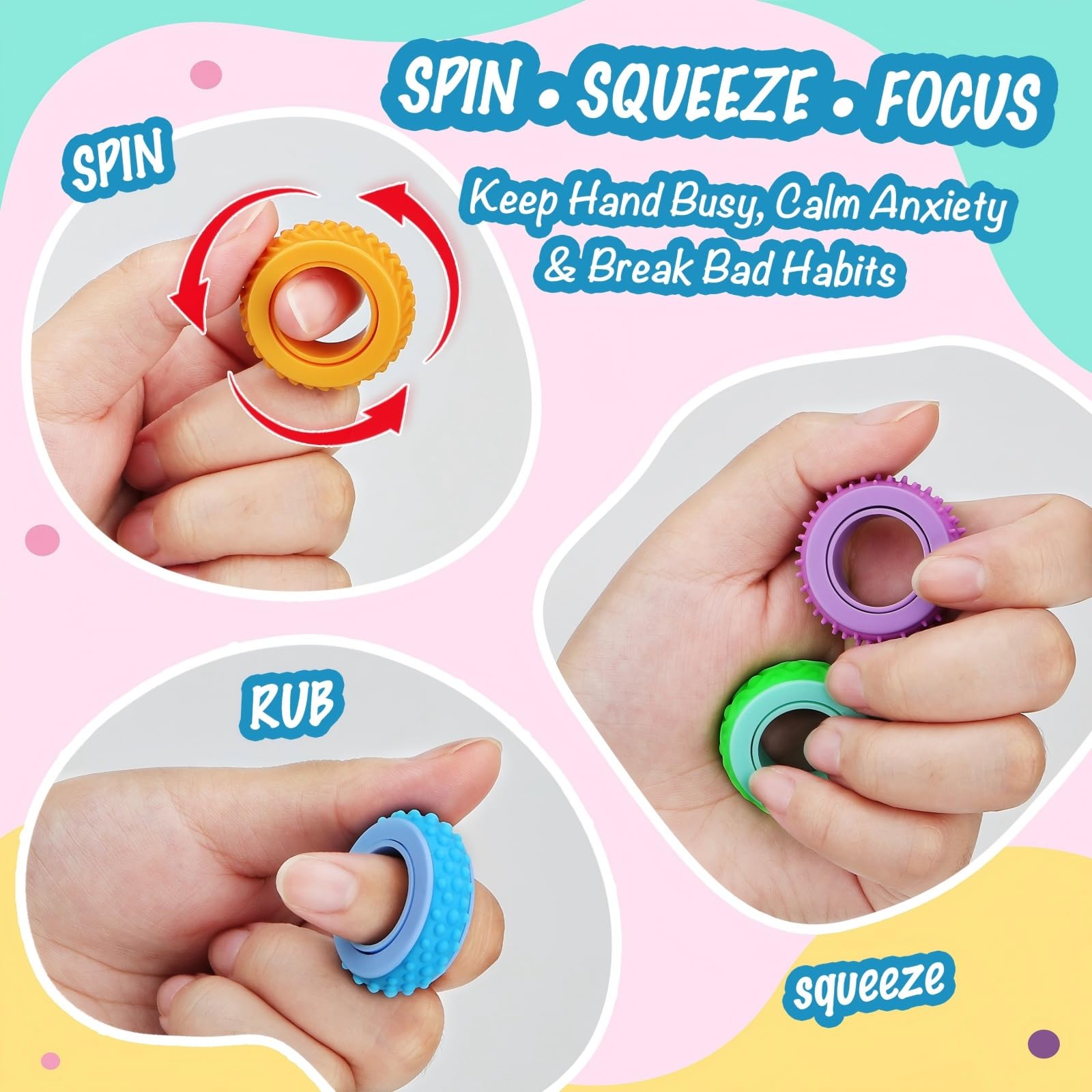 NPPN fidget ring with textured silicone offers varied tactile experiences.