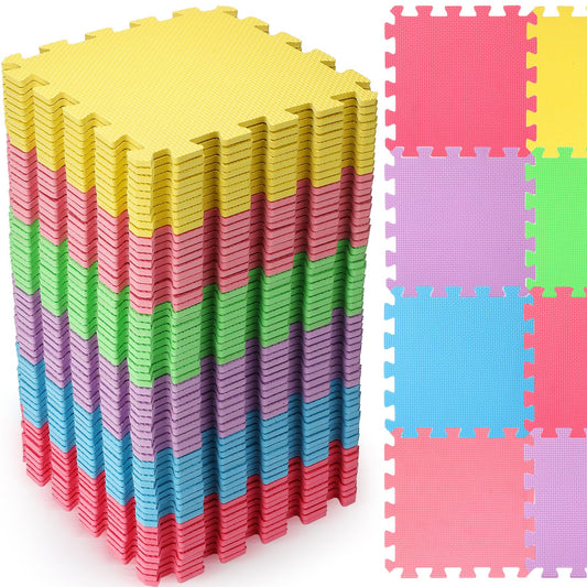 Nuanchu 60-piece foam puzzle mats in colorful tiles for safe cushioned play