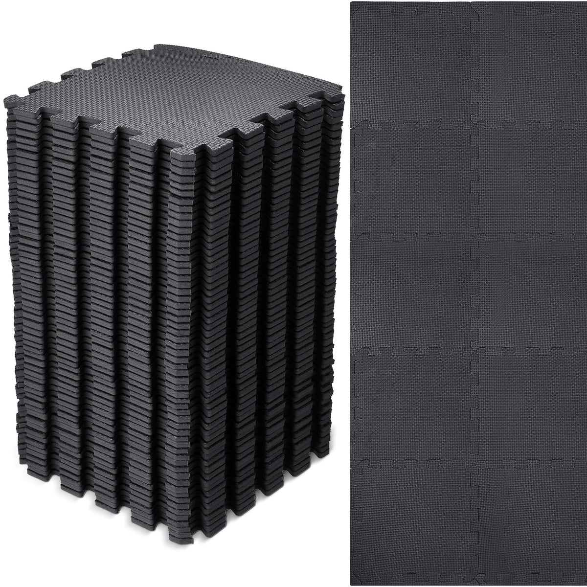 Nuanchu 60-piece interlocking foam puzzle mat in black for safe play at home
