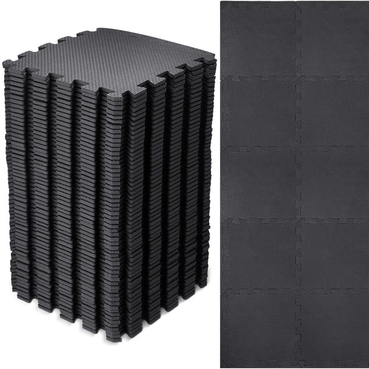 Nuanchu 60-piece interlocking foam puzzle mat in black for safe play at home