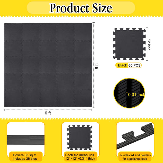 Nuanchu foam puzzle mat tiles interlock to form a cushioned play area