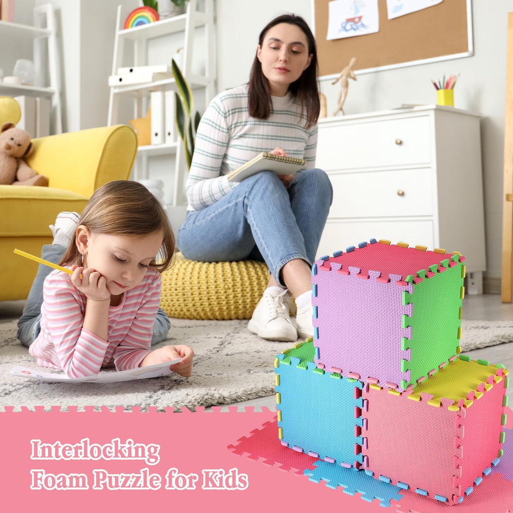 Nuanchu soft EVA foam puzzle mats are easy to wipe clean after play