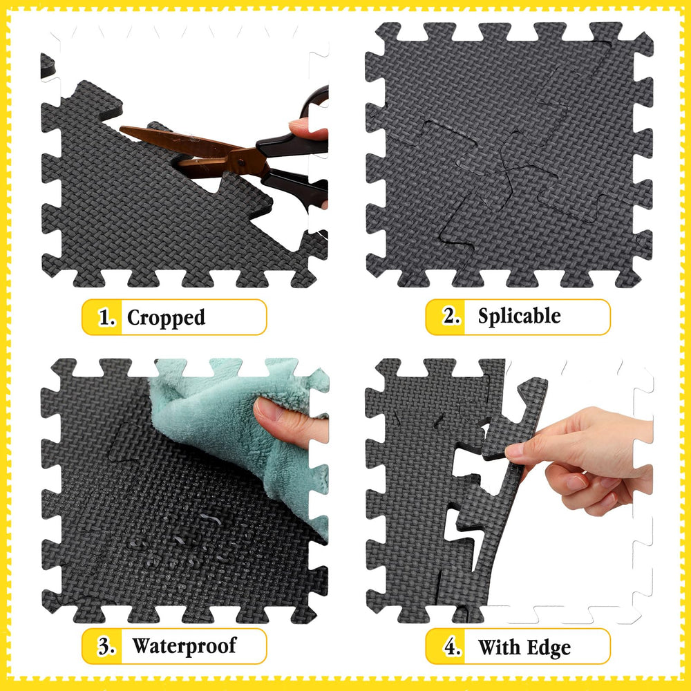 Nuanchu interlocking puzzle mats with borders create neat edges