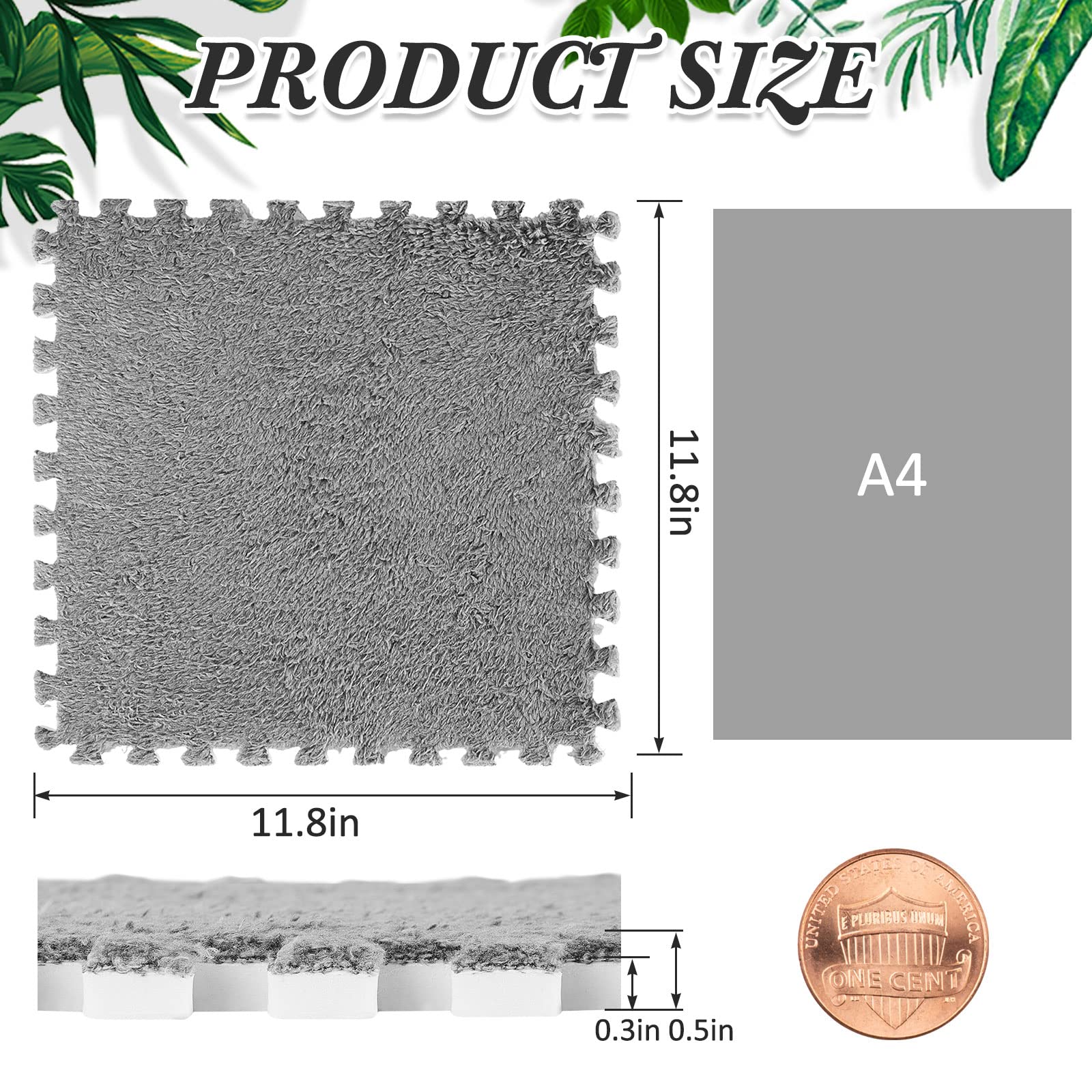 Soft EVA foam Nuanchu gray floor tile close-up for comfortable play