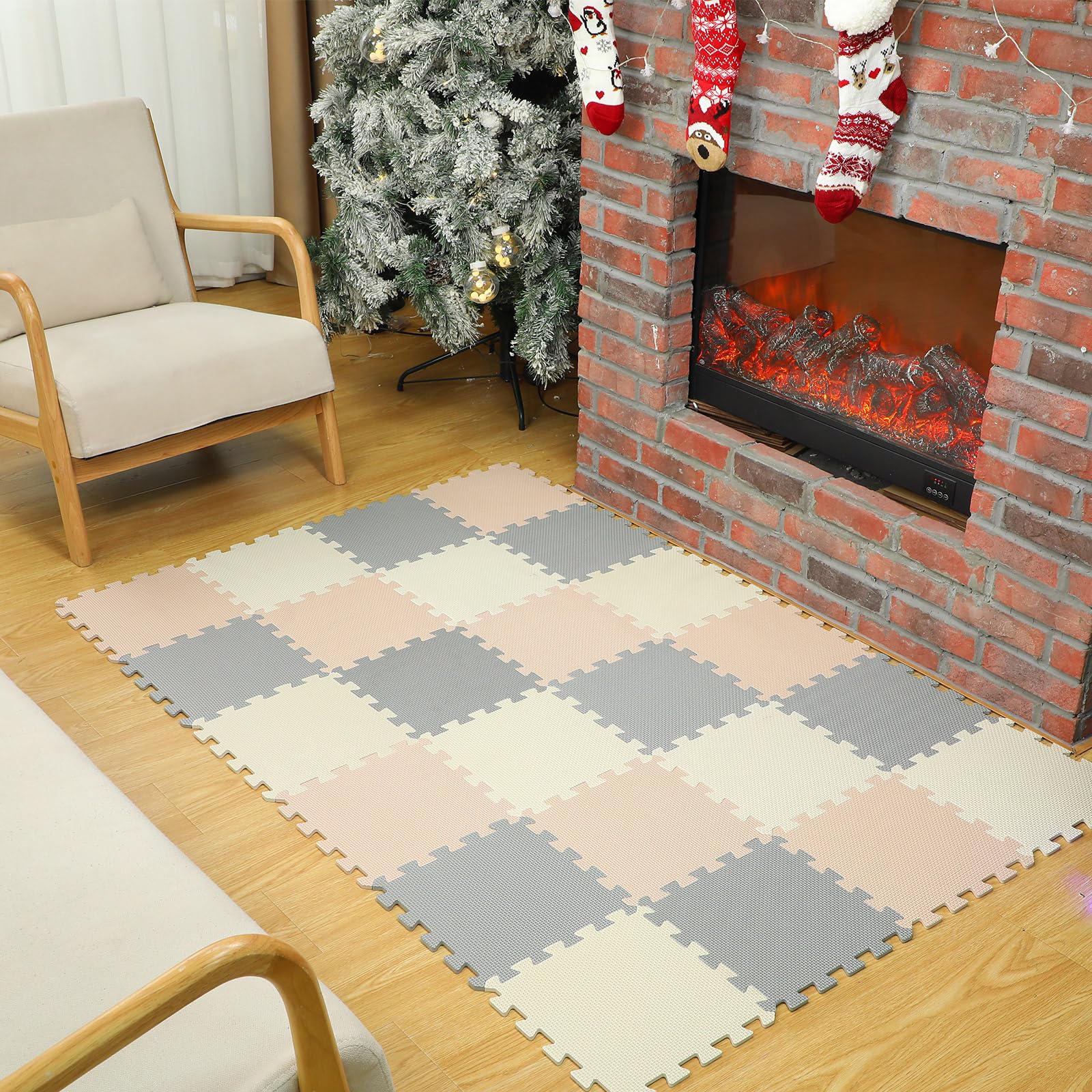 Nuanchu soft foam puzzle mats are easy to wipe clean after play.