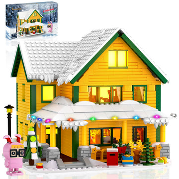 Nubee Christmas House with LED interior lights brightens holiday display.