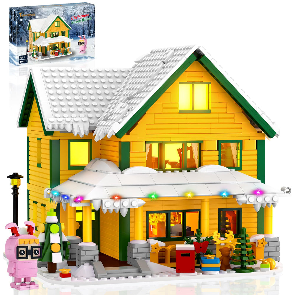Nubee Christmas House with LED interior lights brightens holiday display.