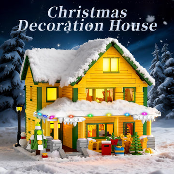 Nubee Christmas House living room detail recreates movie scene.