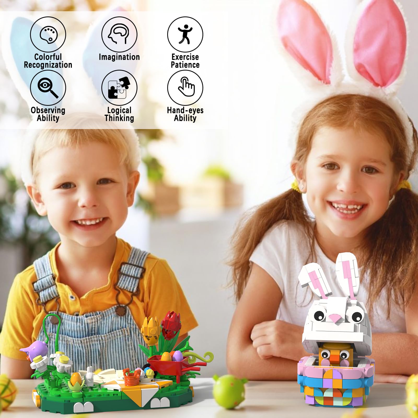 Nubee Easter Bunny Chick set on a desk adds festive decor.