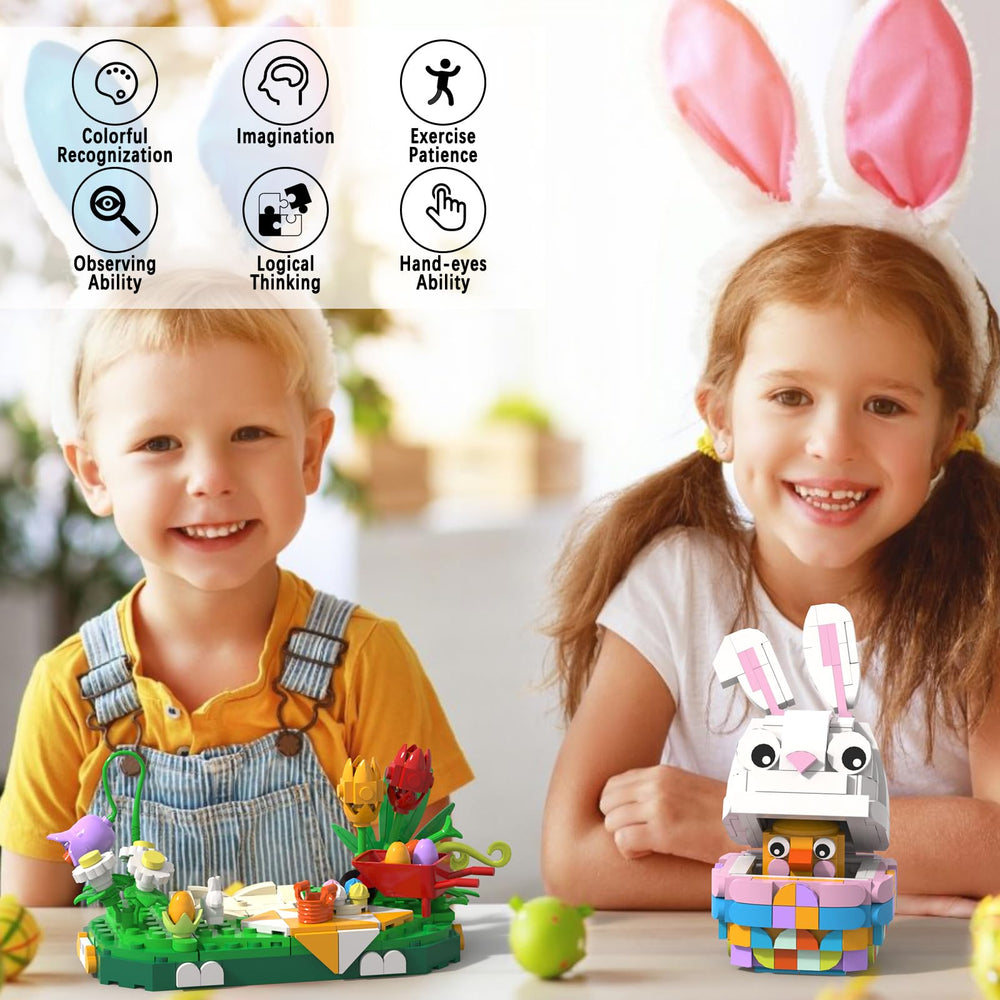 Nubee Easter Bunny Chick set on a desk adds festive decor.