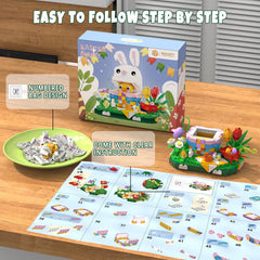 Nubee Easter Bunny Chick set instruction with numbered bags for fast building.