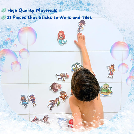 NUBUNI bath stickers pirate island transform tub into an adventure.