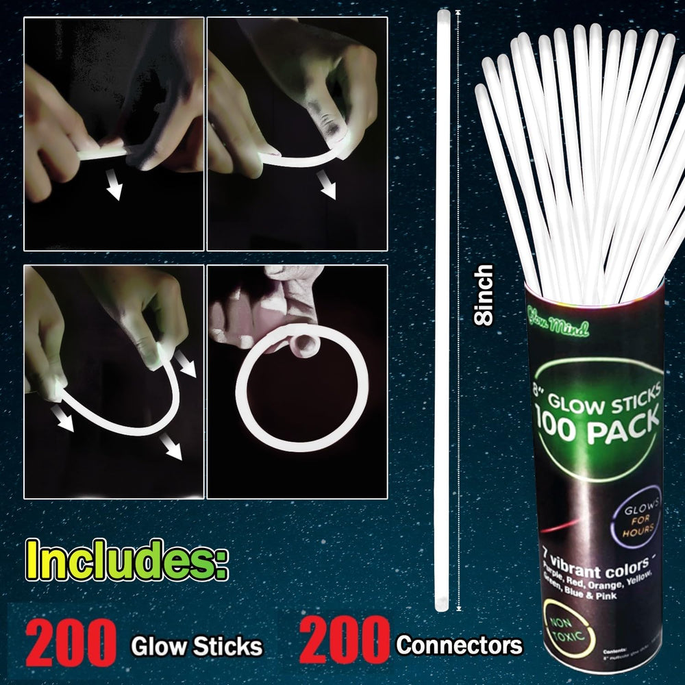 NUDALA glow-stick connectors displayed with sticks for quick DIY crafts.