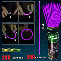 NUDALA purple glow sticks connectors showing bracelet-necklace assembly