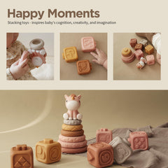 Nueplay ring featuring square pattern to promote hand-eye coordination
