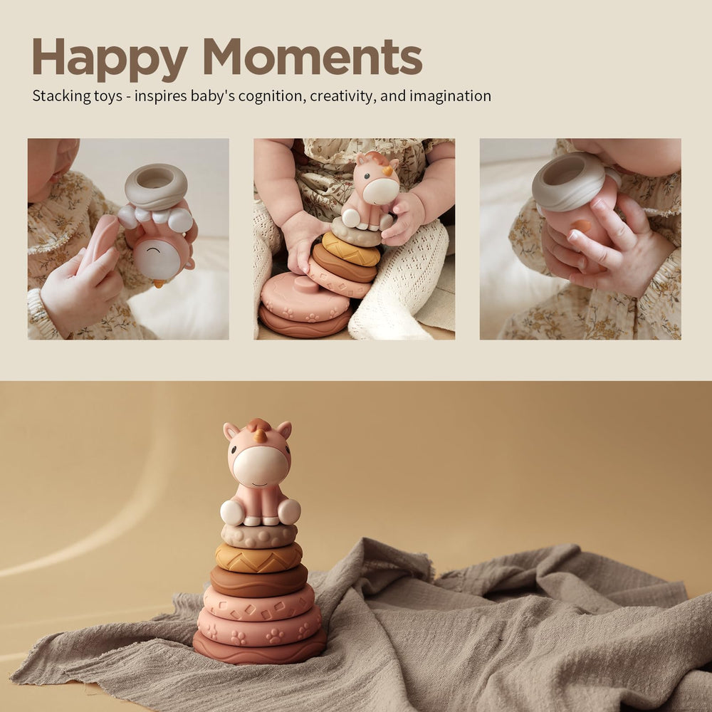 Nueplay Stacking Rings with waves texture stimulate touch and sequencing skills