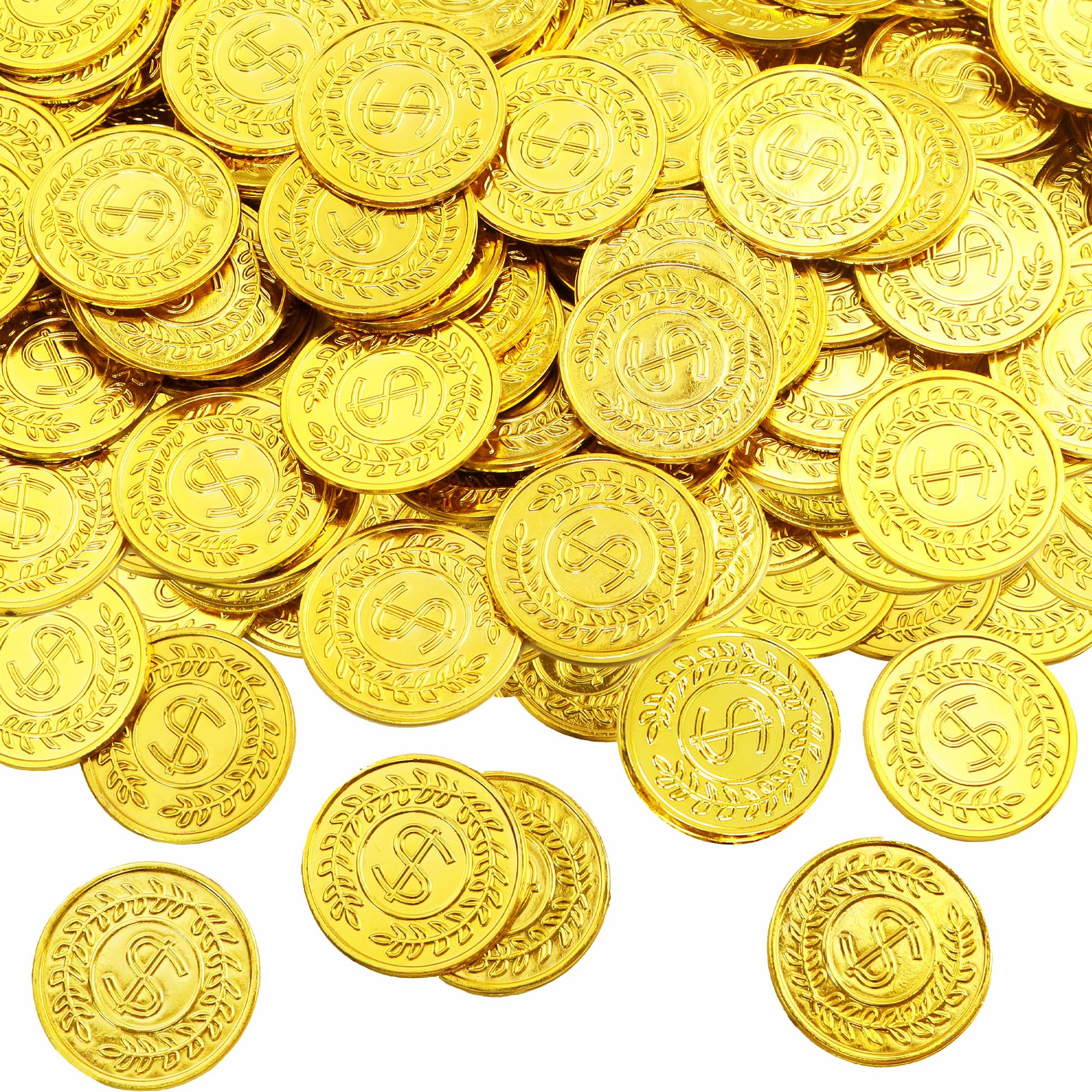 Nuesaurd 200pc coins arranged for treasure hunt setup and play
