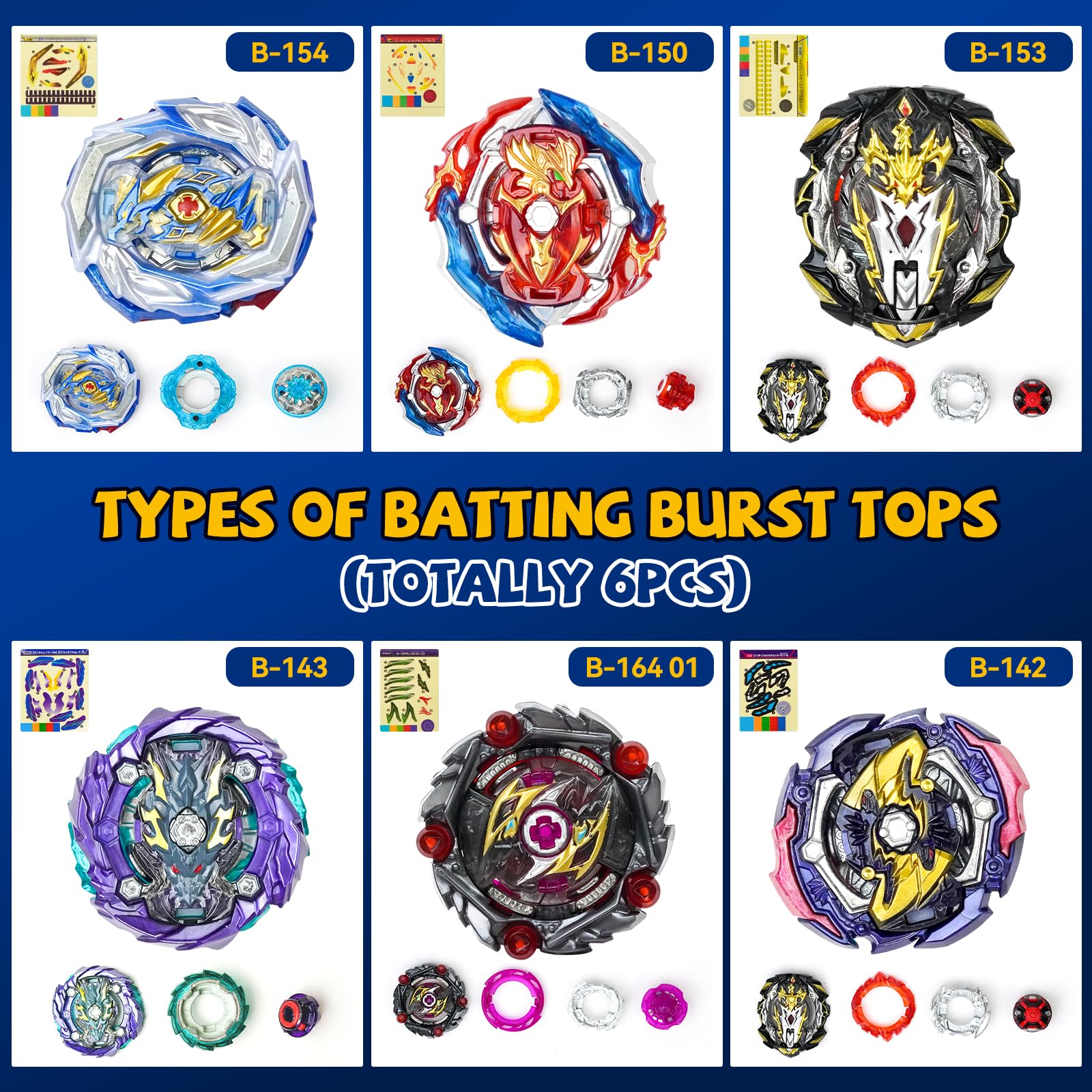 Nuffunx Bay Blade six tops launcher set supports quick start battles